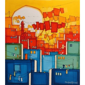 Salman Farooqi, 30 x 36 Inch, Acrylic on Canvas, Cityscape Painting, AC-SF-354